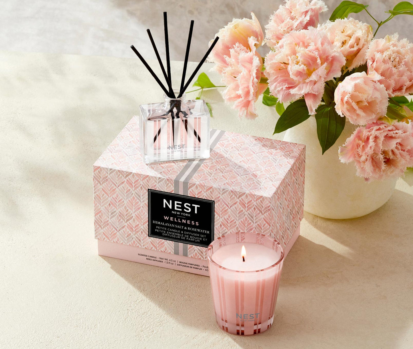 Petite Candle & Diffuser Set HIMALAYAN SALT & ROSEWATER
